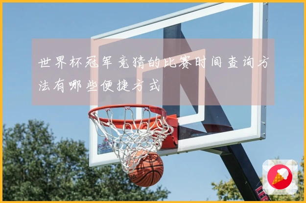 世界杯冠军竞猜的比赛时间查询方法有哪些便捷方式